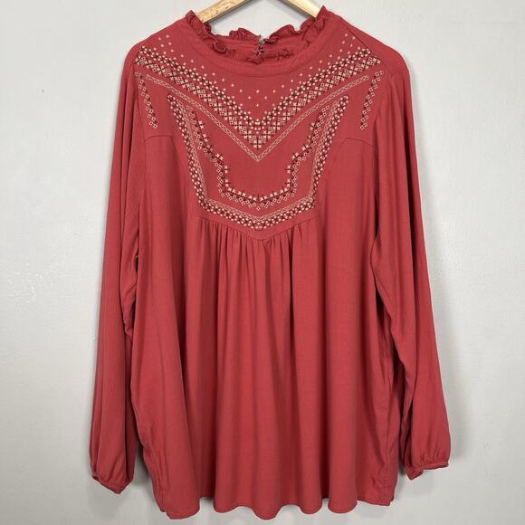Torrid Blouse Women 3X Boho Romantic‎ Rustic Artisan Flowy Feminine Embroidered - Picture 1 of 11